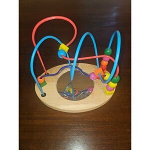 Vintage Toys R Us Colorful Wooden Bead Maze with Mirror with Suction Cups‎